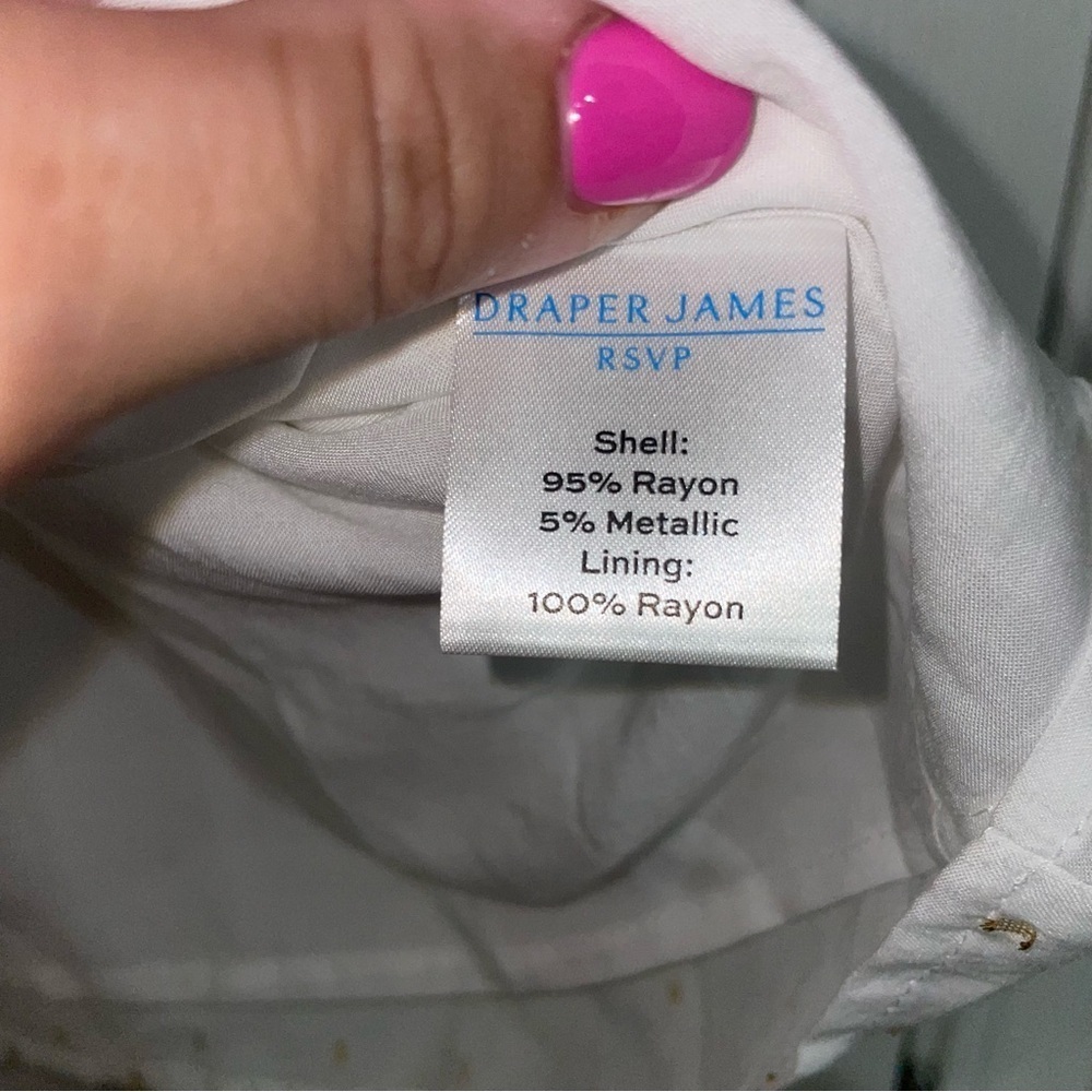 NWOT Draper James White Blouse With Gold Accents Size Large - Picture 4 of 5